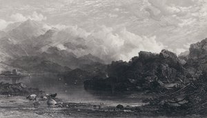 Un lago de las Tierras Altas, niebla descansando en las montañas de Horatio Macculloch