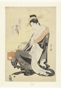Cortesana Morokoshi de la casa Echizenya lirio de tigre Echizenya Morokoshi (título sobre objeto) Seis bellezas de casas de placer comparadas con flores. (título de la serie) Seiro bijin rokkasen (título de la serie sobre el objeto) de Hosoda Eishi