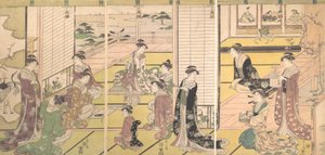 Honrando a los Tres Dioses de la Poesía: Mujeres Componiendo Poemas de Hosoda Eishi
