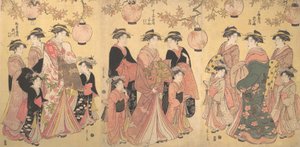 El desfile de Yoshiwara en otoño, ca. 1793 de Hosoda Eishi