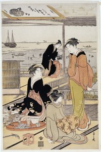 Casa de té en la bahía de Shinagawa