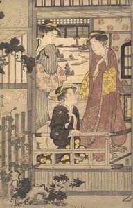 Tres mujeres en una veranda, 1756-1829 de Hosoda Eishi
