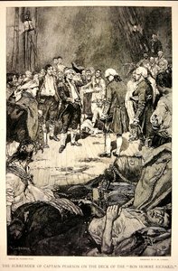 La rendición del Capitán Pearson a John Paul Jones en la cubierta del Bonhomme Richard en 1779