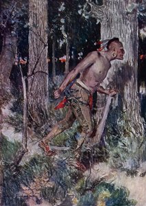 Ilustración de El cortejo de Miles Standish de Henry Wadsworth Longfellow (litografía en color) de Howard Chandler (after) Christy