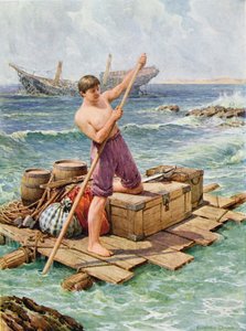 Trayendo la balsa del naufragio, ilustración para 