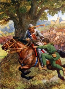 "Robin Hood rescata a Little John" (litografía en color)