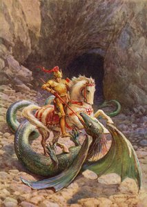 San Jorge y el Dragón (litografía en color)