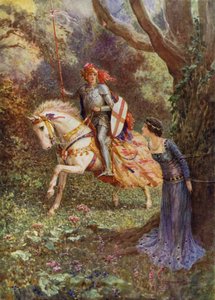 San Jorge vio a una dama de gran belleza (litografía en color) de Howard Davie