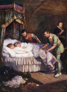 El asesinato de los Príncipes de la Torre (litografía en color)