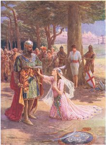 La princesa se acercó a su padre, de 
