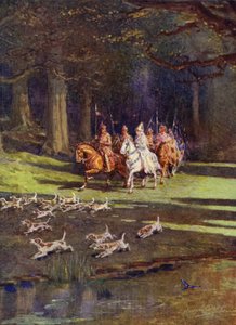 Toda la empresa parte hacia el bosque (litografía en color) de Howard Davie