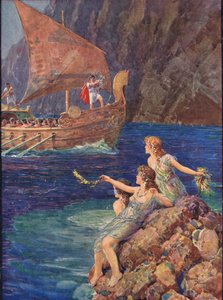 Ninfas acuáticas llamando al "Argo", ilustración para Los héroes de los cuentos griegos, de Charles Kingsley (1819-75) (litografía en color)