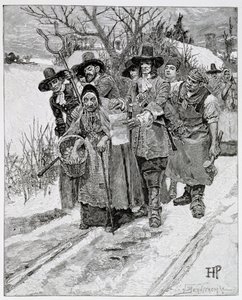 Arresto de una Bruja, grabado por J. Bernstrom, ilustración de 