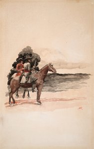 Bandidos a caballo (acuarela sobre tabla) de Howard Pyle