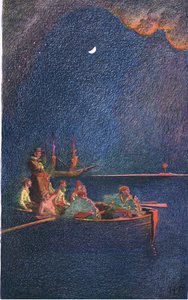 Quemando el barco, de Howard Pyles Book of Pirates publicado por Harper & Bros, 1921