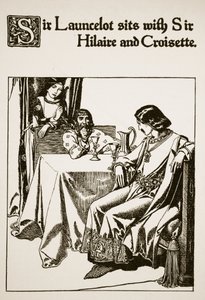 Sir Launcelot sentado con Sir Hilaire y Croisette, ilustración de 