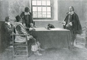 Sir William Berkeley Rindiéndose a los Comisionados de la Commonwealth, ilustración de 