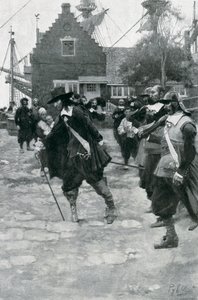 La llegada de Stuyvesant a Nueva Ámsterdam, ilustración de 