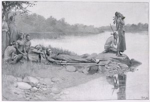 La muerte del jefe indio Alexander, hermano del rey Philip, ilustración de 