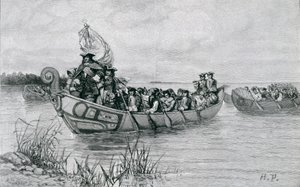 El Desembarco de Cadillac, ilustración de 
