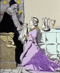 El hada Viviane cautiva a Merlín el Encantador. Ilustración de Howard Pyle (1853 - 1911), ilustrador estadounidense de Howard Pyle