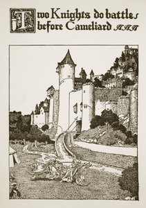 Dos caballeros combaten ante Cameliard, ilustración de 