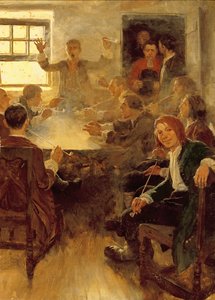 La vida de los estudiantes en 1679, de "Undergraduate Life at Harvard" de Edward S. Martin, publicado en Scribner