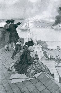 Observando la pelea en Bunker Hill, ilustración de 