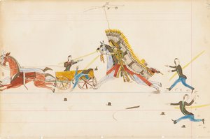 Lobo Aullador Luchando contra Soldados, 1874-75 de Howling Wolf