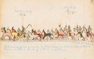 Regresando de una incursión a Viejo México a través de las Llanuras Estacadas con un rebaño capturado, 1874-75 de Howling Wolf