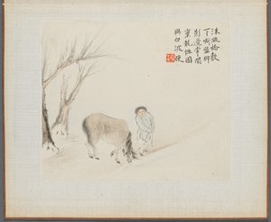 Album of Landscape Paintings Illustrating Old Poems: A Man and a Horse by a Stream