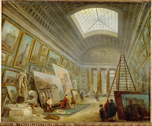 Un museo galería de arte romano - Un museo galería de arte romano ... de Hubert (circle of) Robert