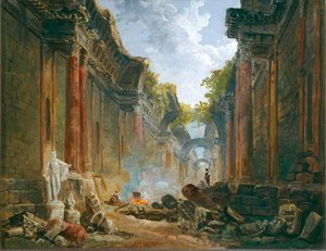 Vue imaginaire de la Grande Galerie en ruine - Vista imaginaria de la Gran Galería en ruinas ...