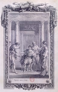 Cinna o La Clemencia de Augusto, tragedia de Pierre Corneille (1606-1684), grabado de Gravelot (1699-1773) de Hubert Francois Gravelot