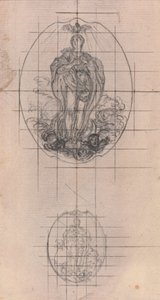 Diseño para una medalla: Figura de la Virgen de Hubert Francois Gravelot