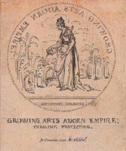 Diseño para una medalla: Las Artes en Crecimiento Adornan el Imperio, Caroline Protege