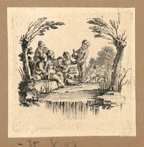 Imprimir, Un grupo de niños bebiendo de Hubert Francois Gravelot