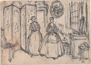 Estudio para «Sobre el poder del guardián», viñeta grabada en «Canciones de la ópera Flora» de Hubert Francois Gravelot