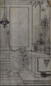 Estudio para viñeta en la "Vie du Venerable don Juan de Palafox" del abate Dinouart, p. 256. de Hubert Francois Gravelot