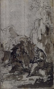 Estudio para la viñeta de la "Vie du Venerable don Juan de Palafox" del abate Dinouart, p. 391. de Hubert Francois Gravelot