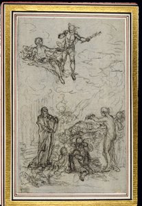 Estudio para viñeta en "Les Amours de Mirtil" de Fontenelle (atr.), Canto VI de Hubert Francois Gravelot