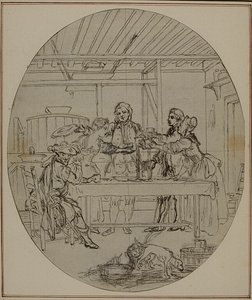 Estudio para una segunda edición, nunca publicada, de "La Partie de Chasse de Henri IV" de Colle, Acto III, Escena 10 de Hubert Francois Gravelot