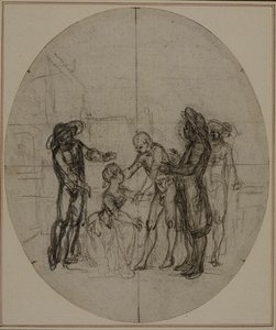 Estudio para una segunda edición, nunca publicada, de "La Partie de Chasse de Henri IV" de Colle, Acto III, Escena 11 de Hubert Francois Gravelot