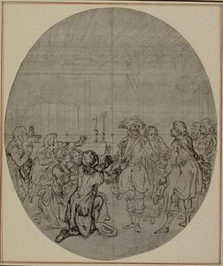 Estudio para una segunda edición, nunca publicada, de "La Partie de Chasse de Henri IV" de Colle, Acto III, Escena 13 de Hubert Francois Gravelot