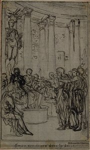 Estudio para una ilustración en Tácito "Tiberio, o Los Seis Primeros Libros de los Anales", Libro V, Vol. 3, 1er Estudio de Hubert Francois Gravelot
