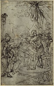 Estudio para una ilustración en Tácito "Tiberio, o Los Seis Primeros Libros de los Anales" Libro I, Vol. 1, 3er Estudio de Hubert Francois Gravelot