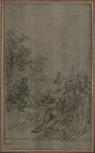 Estudio para la viñeta de "De la Nature des Choses" de Lucrecio, Vol. II, Libro IV de Hubert Francois Gravelot
