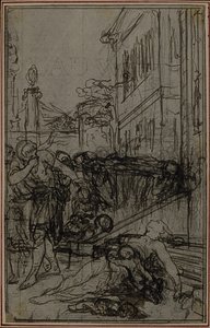 Estudio para la viñeta de "De la Nature des Choses" de Lucrecio, Vol. II, Libro VI de Hubert Francois Gravelot