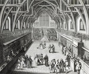 Westminster Hall, el primer día del término, un poema satírico, 1797 grabado por C. Mosley de Hubert Francois Gravelot