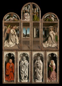 Exterior de los paneles izquierdo y derecho del Retablo de Gante de Hubert & Jan van (1390 1441) Eyck